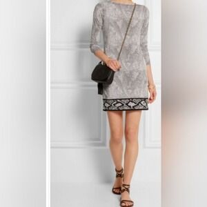 Michael‎ Kors Black White Dress Snakeskin Reptile Print Size M Stretchy Jersey
